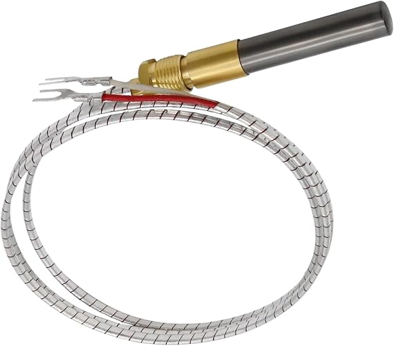 36" Q313A Thermopile & Thermocouple,750 mV Output, for Gas Fryer/Heat Glo Heatilator/Gas Stoves/Oven/Water Heater,750 Temperature Resistance Cluster Thermocouple for Fireplace (36" Aluminum)
