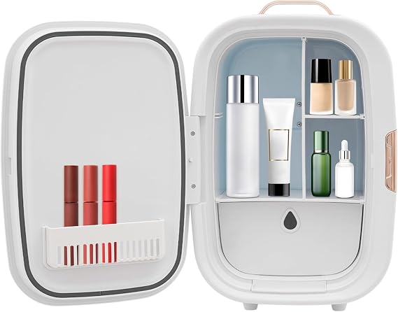Skincare Fridge,12L Portable Beauty Fridge,Mini Skincare Fridge Cooler & Warmer Cosmetics Refrigerator for Makeup SkinCare, Food and Drinks (White)