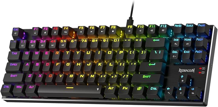 Redragon K660 K556 TKL RGB Wired Gaming Keyboard, 80% 87 Keys Mechanical Keyboard wAluminum Base, Upgraded Hot-Swap Socket and Noise Absorbing Foams, Quiet Linear Red Switch
