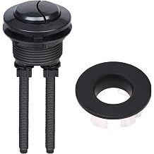 Toilet Flush Button and Sink Overflow Cap Kit, 38mm Black Dual Flush Push Button for Toilet for Upgrade Your Bathroom Cistern Tank Toilets Tank Replacement Accessories