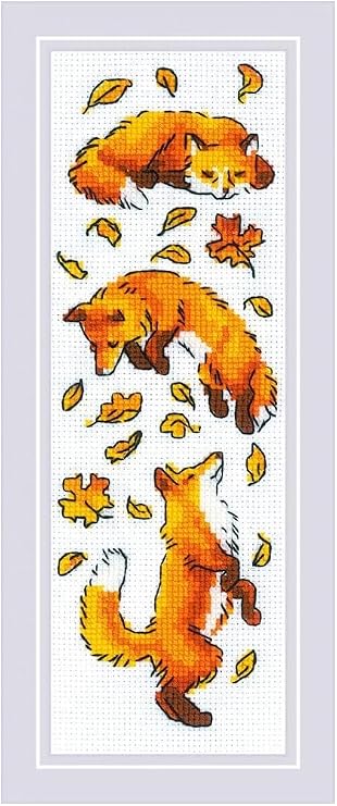RIOLIS 1879 Foxes in Leaves Counted Cross Stitch Kit 3 x 9.5 in