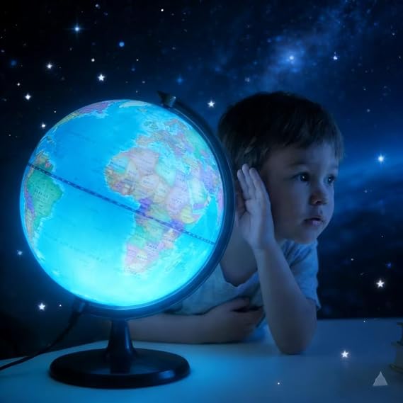 Illuminated Smart World Talking Globe with Stand, Interactive 10" Children's Asking Globe with AI Function and Geographic Quiz Questions, Touch & Learn, Music, and More - Educational product for Kids Classroom Learning