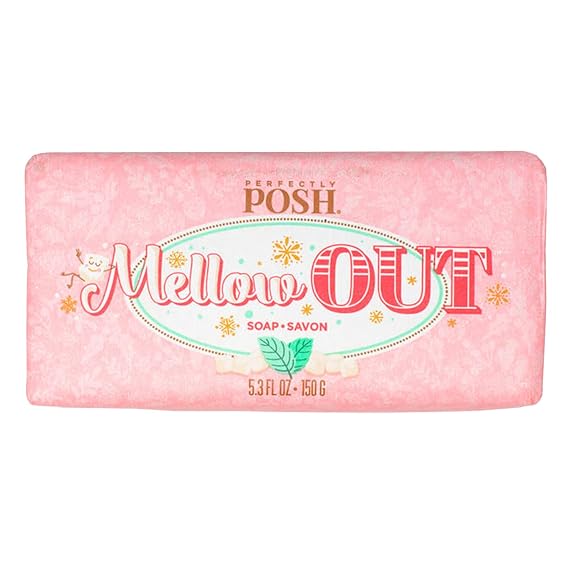 Perfectly Posh - Mellow Out So Soapy - Body Wash - 5.3 fl oz | Solid Bath Bar with Colloidal Oatmeal, Marshmallow Extract, Shea Butter, Coconut Powder, Peppermint, Gentle Cleansing.