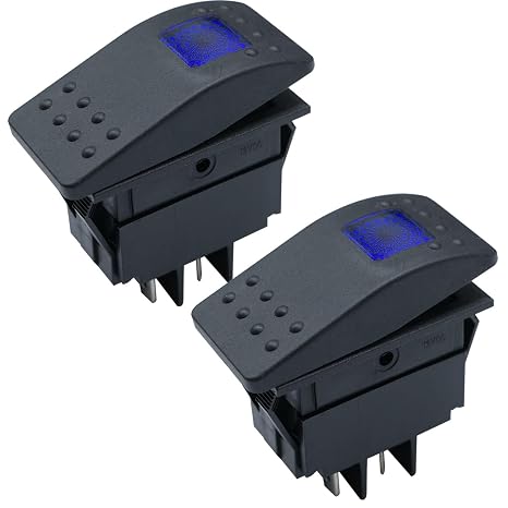 2Pcs12V 20A Self-Locking Blue LED Illuminated Rocker Toggle Switch ON/Off 4Pin SPST Switch with LED Light Car Offroad Push Button for Car Boat Marine
