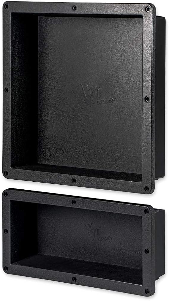 Zigzag Easy Installation Waterproof Double Recessed Shower Shelves Niche, ABS Plastics Bathroom Shower Niche 16 24 Inches for Shampoo, Soap and Foot Rest