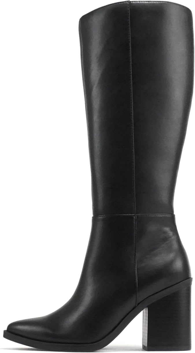 Soda VAPOR ~ Women Pointed Toe Medium Heel Knee-High Boot with Side Zipper