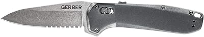 Gerber Gear Highbrow Serrated Edge Drop Point Assited Opening Knife [31-003672], Grey
