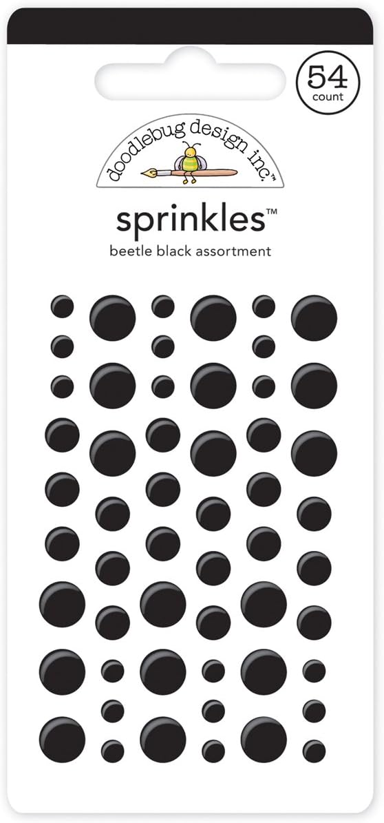 Doodlebug Sprinkles Glossy Enamel Adhesive, Beetle Black Dots, 54-Pack