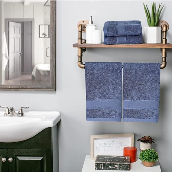 Lchkrep Cotton Bath Hand Towels 14" x 30", Thick Hand Towel Face Towel, Bathroom Cloth, Soft and Absorbent Washcloths Set for Home Hotel (Blue-2 Pack)...