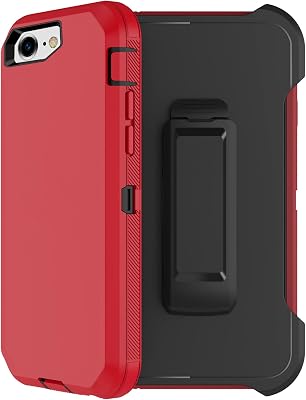 for iPhone SE 2020 Case, iPhone 8 Case, iPhone 7 Case with Belt Clip Holster, 2X Screen Protector, Heavy Duty Military Grade Rugged Shockproof Protective Cover for iPhone 78SE 2nd