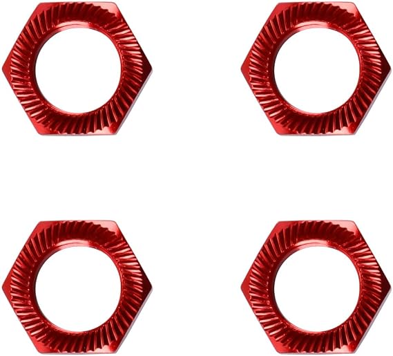 Ausi 4Pcs 17mm Hex Hub Nut Aluminum Alloy Red for 1/8 RC Car Wheel Fastener
