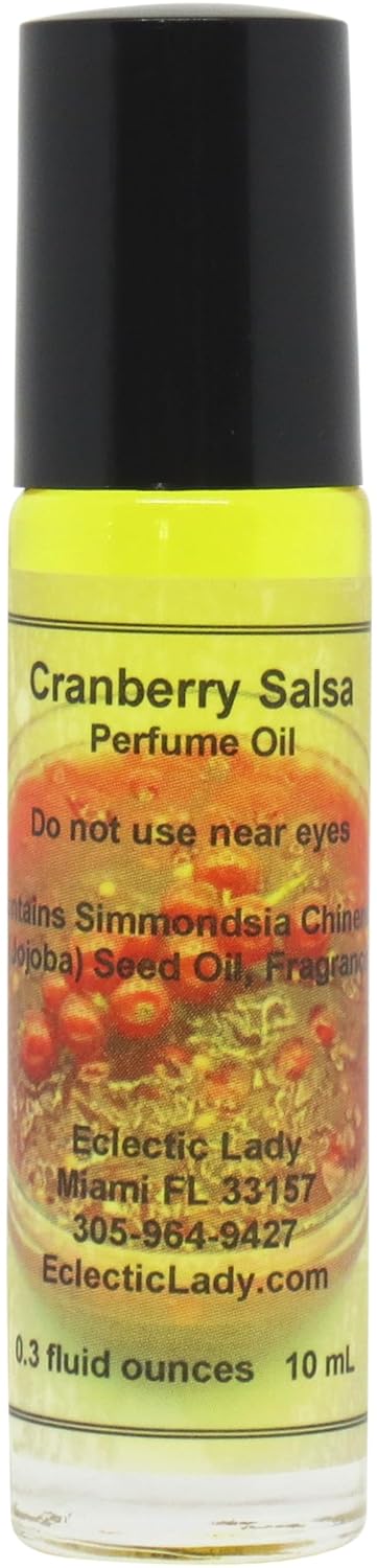 Cranberry Salsa Perfume Oil, 0.3 Oz Portable Roll-On Fragrance with Long-Lasting Scent, Delightful Essential Oils and Jojoba Oil For Daily Use
