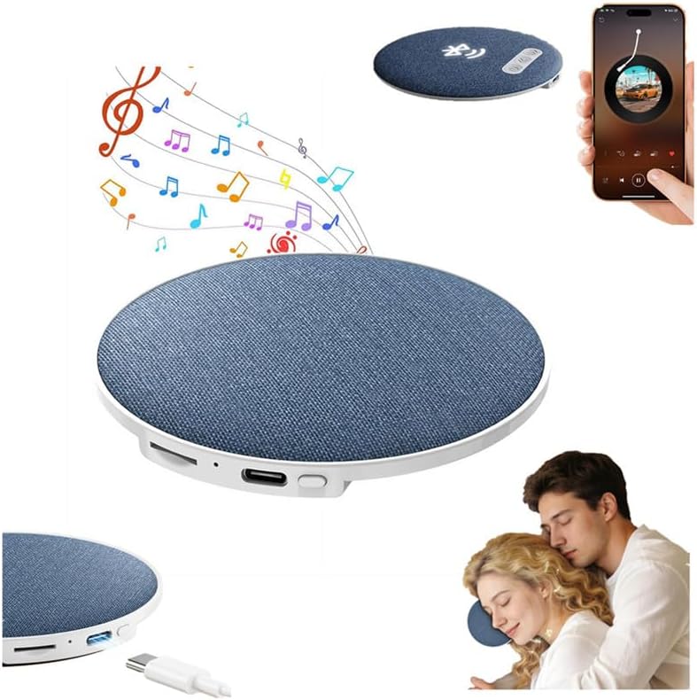 Under Pillow Speaker for Sleeping, Ultra-Thin Under Pillow Sleep Sound Machine, Mini Bone Conduction Bluetooth Sleep Aid, Private Listening Without Headphones, Nighttime Relaxation