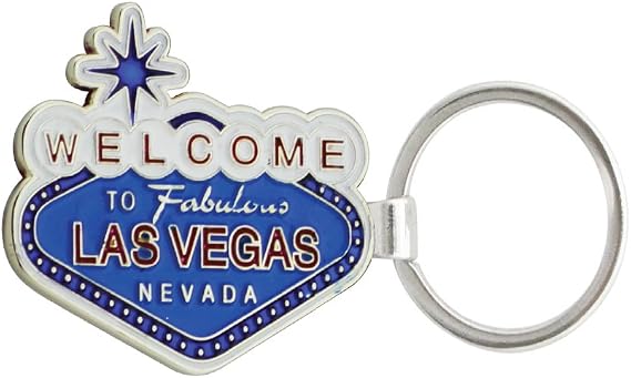 Key Chain - Welcome to Fabulous Las Vegas Nevada Souvenir Enamel Keychains - Best Gift Idea (Blue)