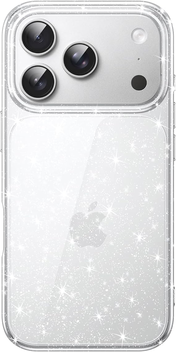 JETech Glitter Case for iPhone 17 Pro, Clear