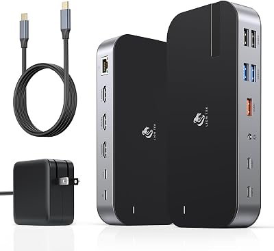 Laptop Docking Station,16 in 1 USB C Docking Triple Monitor,USB C Dock Station with 3 HDMI,PD 100W, USB 3.13.02.0,RJ 45 Ethernet,microSDSD Card,Audio for DellLenovoInclude Power Adapter
