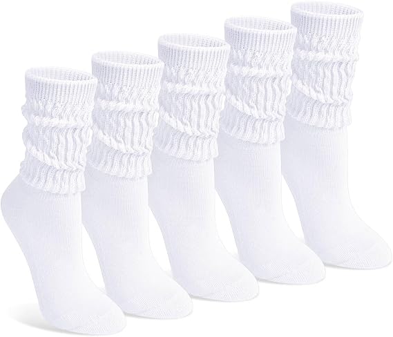 Justay 5 Pairs Slouchy Socks for Women, Long Scrunch Crew Boot Slouch Socks