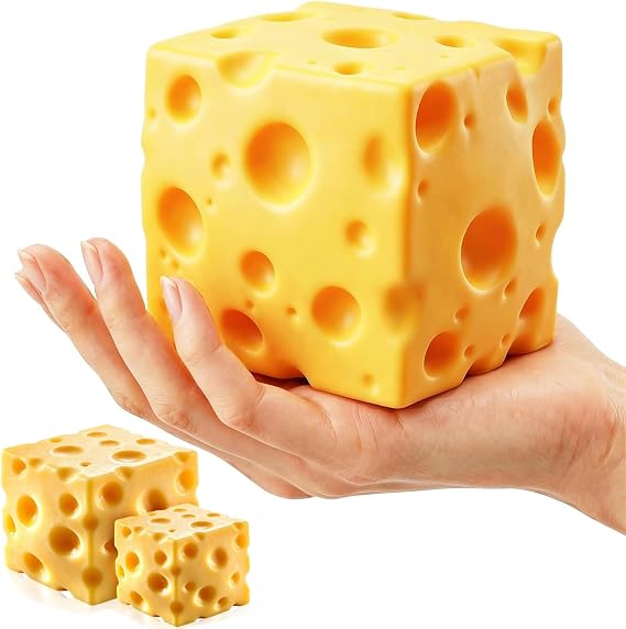 2PCS Cheese SquishesS,Squeeze Toys,7CM Square Cheese and Triangle Cheese,SquishiesS Fidgets for Home Office School,Stress Relief(Light Yellow)