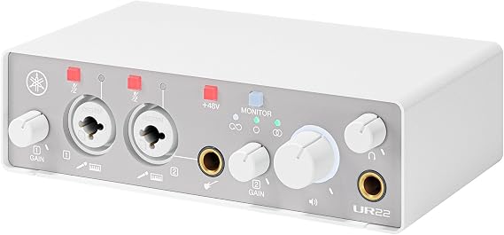 Yamaha UR22MK3W USB 2.0 Audio Interface, 24bit/192kHz, 2 in/2 Out, Music Production, Recording, Distribution, Loopback Function, White