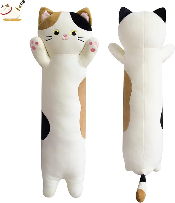 Calico Cat Long Plush Pillow - 22" Soft Cat Body Pillow, Cuddly Stuffed Animal Plushie, Cute Plushies Kawaii Birthday Gift for Cat Lovers & Kids, Adults