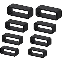 8Pcs Watch Band Keepers, Watch Strap Holder 18mm/20mm/22mm /24mm Rubber Watch Band Holder Loop, Replacement Band Strap for Smart Sport Watchers Clasp Ring Accessories Black