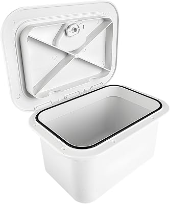 Marine Deck Storage Box with Lock, Sturdy & Wear Resistant Art Crafts Tool Case, Rotate to Open and Close, Fishing Tackle Box, Boat Accessory for Yacht, White