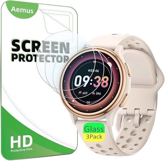 Screen Protector Compatible for KEEPONFIT Smart Watch 1.27" (3 Pack) Tempered Glass Film, Compatible for RUXINGX G53 Fitness Tracker Screen Protector