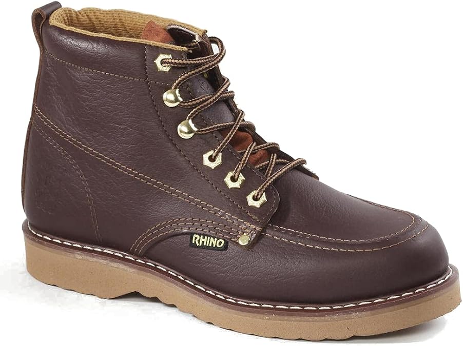 Rhino 62M28 6 inch Moc Toe Leather Work Boot - Brown 10.5