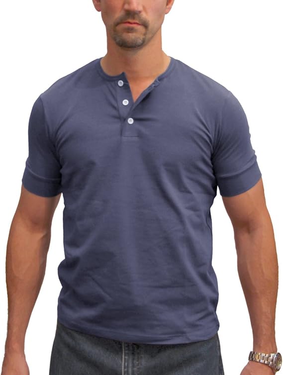 Magnoli Clothiers 3-Button Henley Tee Shirt (Small, French Blue)