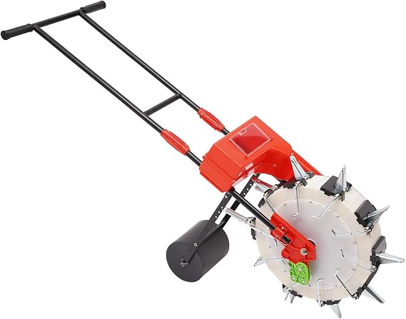 Garden Push Seeder, 10 Nozzles Hand Push Garden Seeder Roll, Manual Seeder Roller Fertilizer, Peanut Corn Bean Planter Precision Garden Push Seeder Machine, 6.3in Spacing, 8.27lbs Capacity