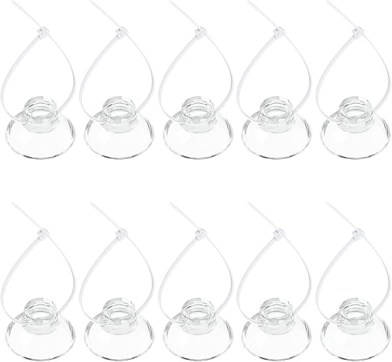 Pawfly 10 Pack Suction Cups with 20 Pieces Adjustable Zip Ties for Aquarium Fish Tank Binding Moss Shrimp Dodging Nest