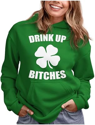 Tstars Funny St Patricks Day Hoodie for Women & Teen Girls - Irish Shamrock Clover Pullover Sweatshirt