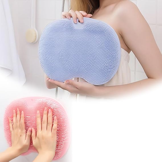 Foot Back Cleaning Pad, 2024 New Upgrade Shower Foot Scrubber Mat Back Shower Foot Scrubber Mat Back Washer, Wall Mounted Slip Suction Cups Foot Back Scrubber for Women Men (Blue)