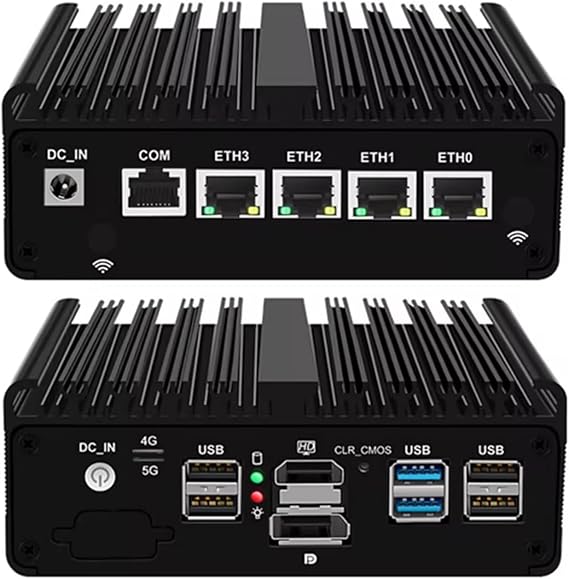 Firewall Micro Appliance N150(Upgraded N100, 4C/4T),4Xi226-V 2.5G Fanless Mini PC,6*USB,1*HDMI,1*DP 1*RJ45 COM,Small Desktop PC Computer for Industrial Business Office No Ram No Storage