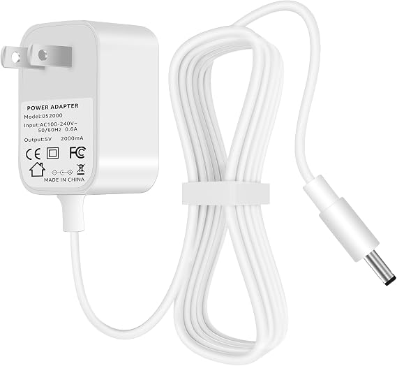 5V2A Charger Power Cord Suitable for Aura Carver AF100 AF900 SR-A30502000U2, White Wire Length 5 Feet (1Pack)