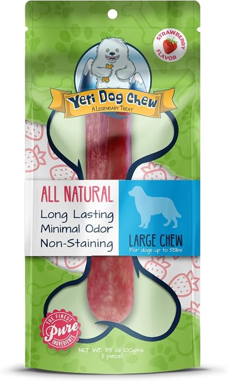 Yeti Yak Cheese Dog Chew for Aggressive Chewers, Large, 3.5 oz, Strawberry