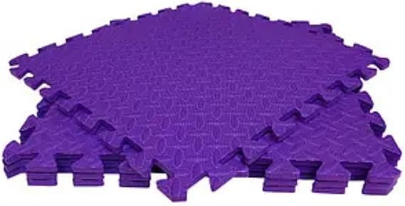 Eva Gym Flooring Exercise Mats – (60x60cm) 1cm Thick, 4 Pcs Large Heavy Duty Interlocking, Non-Slip, Yoga Foam Floor Tiles Office, Home & Kids Play (Purple, 4 Tiles (16 Square Feet))