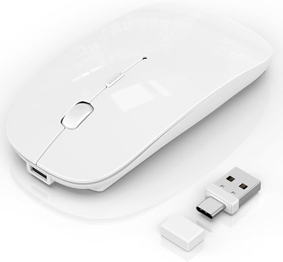 Mouse Wireless Bluetooth 5.2/3.0 e ricevitore USB-A/tipo C 2 in 1 Mouse silenzioso Con modalità jiggler