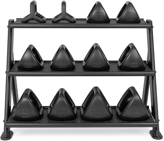 TRX YBell Pro 12 Piece Bundle with Horizontal Rack | 3-in-1 Kettlebell. Dumbbell. and Push-Up Bar Equipment. Commercial Surface Strength Training Kettlebells.