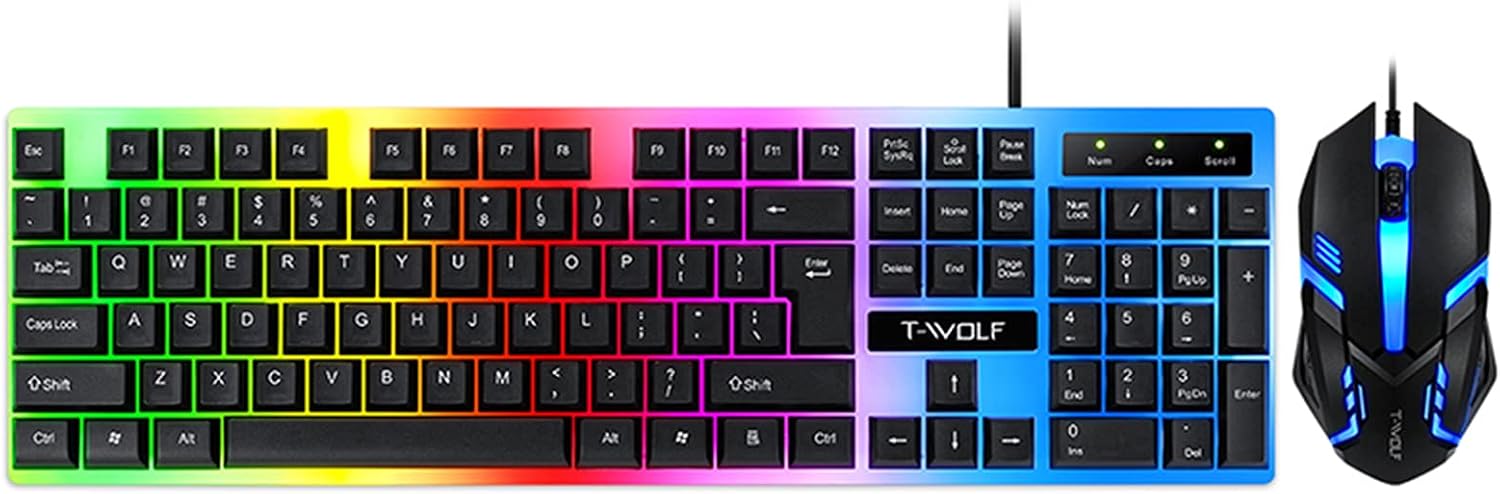 TF230 kablolu oyun klavyesi ve fare seti, renkli USB oyun klavyesi faresi, LED arka plan aydınlatmalı, dizüstü bilgisayar için