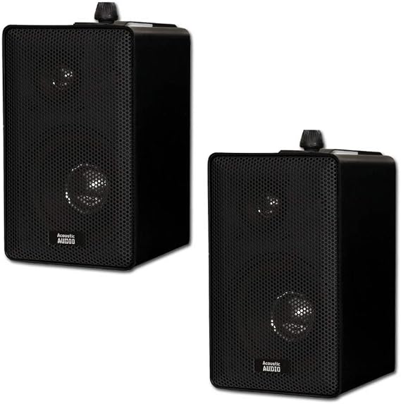 Acoustic Audio 251B Indoor Outdoor 3 Way Speakers 400 Watt Black Pair
