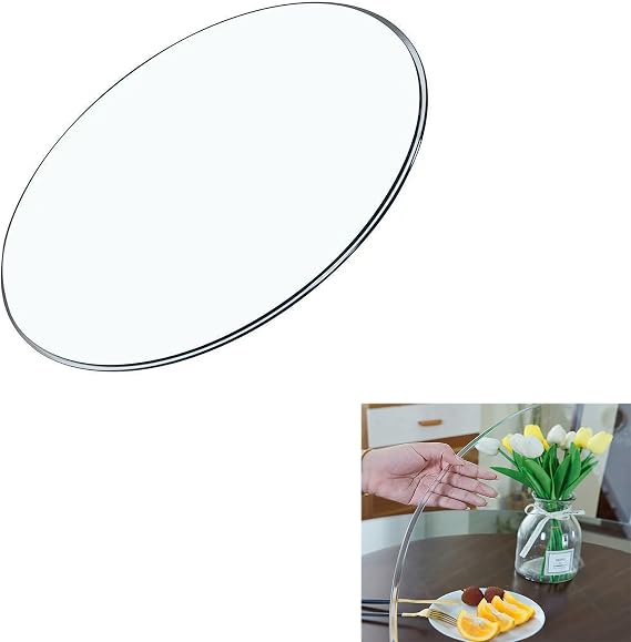 16IN-20IN- 21IN -23IN Round Clear Tempered Glass Table Top, Tempered Glass Turntable,1/2" Thick Glass Glass Table Top,for Dining Table, Coffee Table, Home(55CM(21IN))