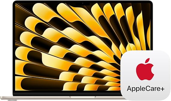 Apple 2024 MacBook Air 15-inch Laptop with M3 chip: Built for Apple Intelligence, 15.3-inch Liquid Retina Display, 24GB Unified Memory, 512GB SSD Storage; Starlight with AppleCare+ (3 Years)