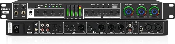 LX9 Professional KTV Digital Pre-stage Effector Anti-feedback Audio Processor Echo USB MP3 Bluetooth Optical,5 Mic Input For Household Reverberator Karaoke,Stage,Church, Performance