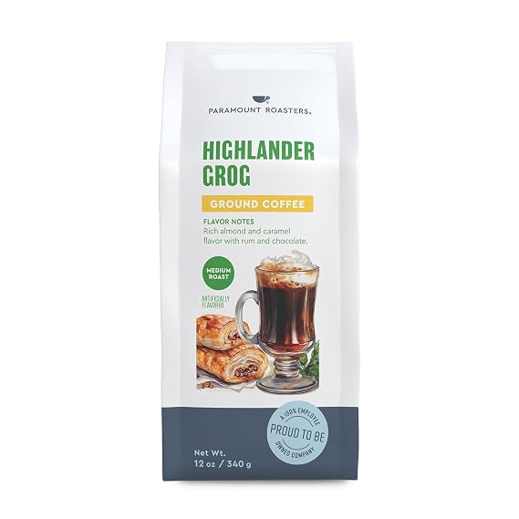 Paramount Roasters, Highlander Grog Flavored, Medium Roast, 100% Arabica Ground Coffee,