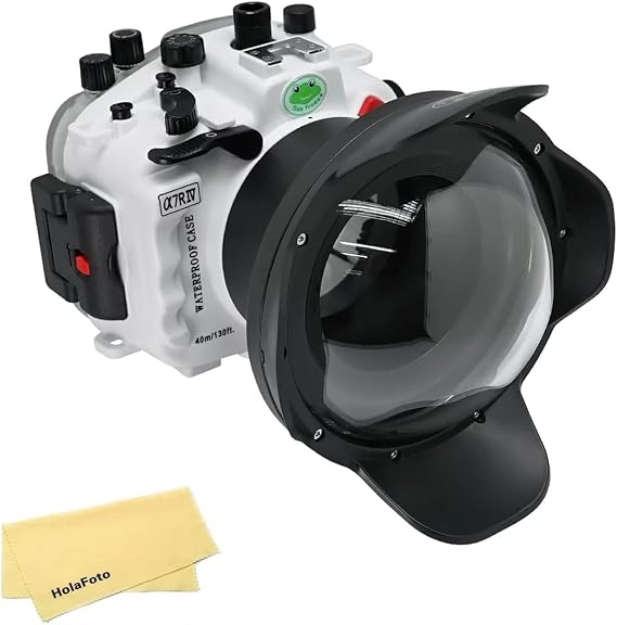 Seafrogs Underwater Housing for Sony A7R IV A7R4 +WA005F Dome Port Kit [40M/130FT] Waterproof Case for Sony Alpha 7R IV + FE 16-35mm F/4, 28-70mm F3.5-5.6, 12-24mm F4 G Lens-White