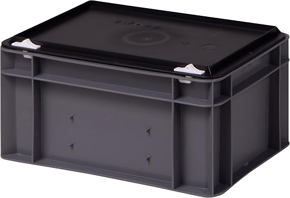 Sturdy Professional Storage Box Stacking Box with Lid Plastic Box Available in 5 Colours and 21 Sizes for Industrial Commerce Household (Grey 30 x 20 x 15 cm)