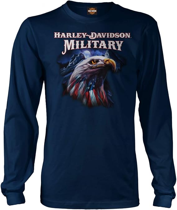Harley-Davidson Military, Custom Overseas Military Tour, Blue Patriotic Eagle, Long Sleeve T-Shirt