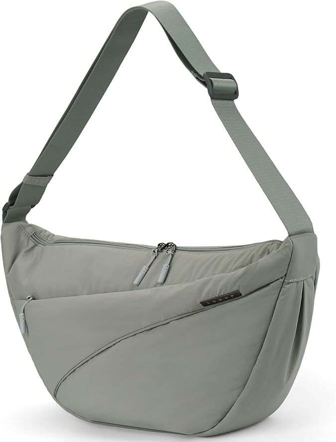 SUNUP Large Crescent Crossbody Bag for Women Men, Lightweight, Nylon