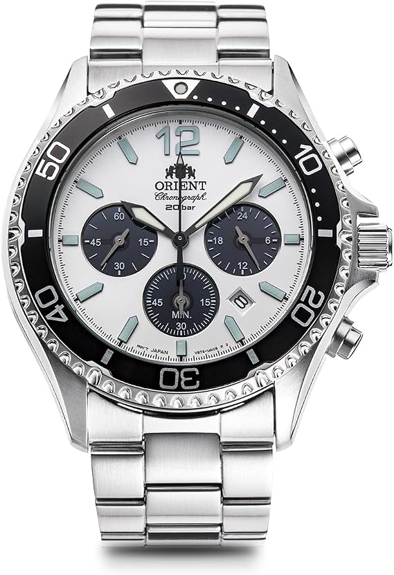 Orient RN-TX0203S Men's Metal Band Sports Diver Design MakoJapan Import New, Multicolor (White/Black), Bracelet Type